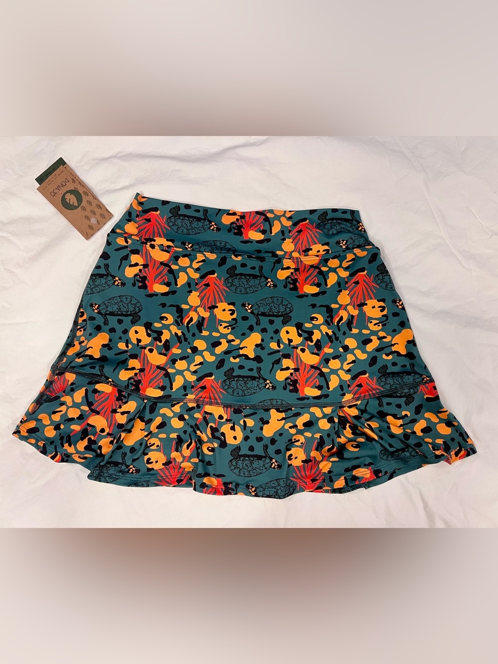 DONA JO Tennis Mini Skort with Orange Coral & Turtle Print